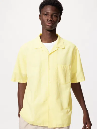 Uniqlo Cotton Linen Shirt Short Sleeve Yellow 3xl  Us