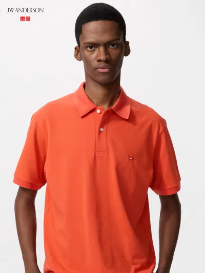 Uniqlo Dry Pique Polo Shirt Orange 3xl  Us