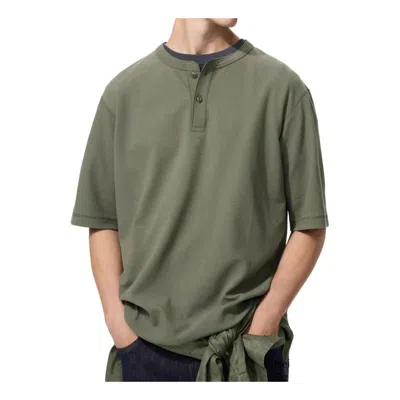 Uniqlo Men's Dry Waffle Henley T-shirt Olive Xl  Us In Green