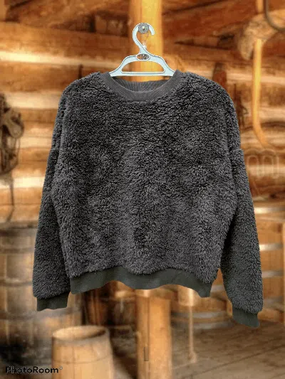 Pre-owned Uniqlo Faux Fur Fleece Cropped Sweatshirt In Multicolor
