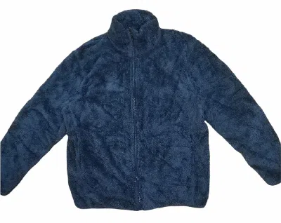 Pre-owned Uniqlo Faux Fur Zipper Fleece Jacket In Blue