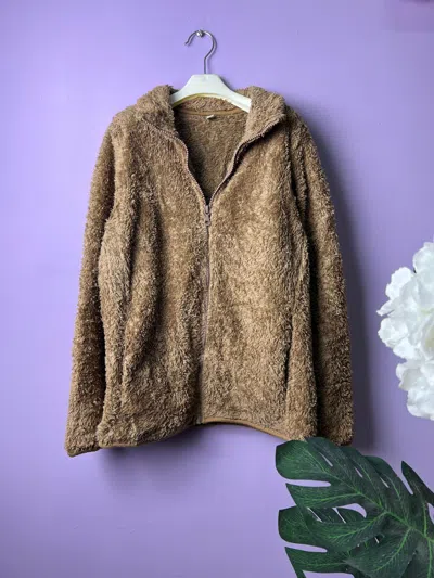 Pre-owned Uniqlo Faux Fur Zipper Jackets In Brown