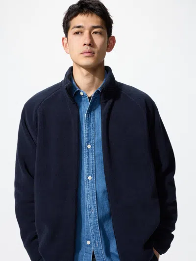 Uniqlo Fleece Full-zip Jacket Navy Small  Us In Blue