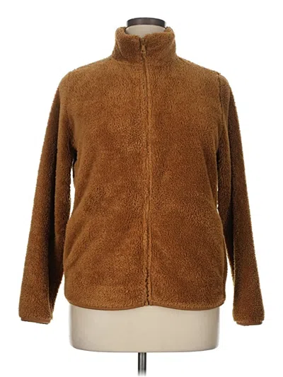 Pre-owned Uniqlo Fleece Jacket In Brown