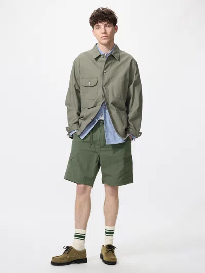 Uniqlo Geared Shorts 8" With Water-repellent Olive 3xl Nylon/denim  Us In Green