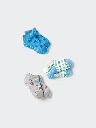 Uniqlo Babies' Kid's Short Socks 3 Pairs Blue 18m-3y  Us In Multi