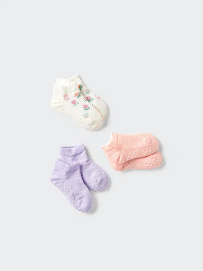 Uniqlo Babies' Kid's Short Socks 3 Pairs Purple 18m-3y  Us In Multi