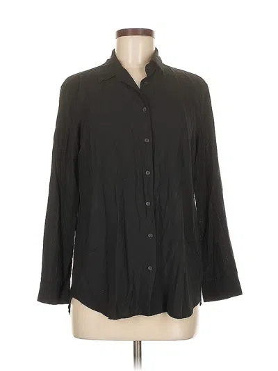 Pre-owned Uniqlo Long Sleeve Blouse In Black