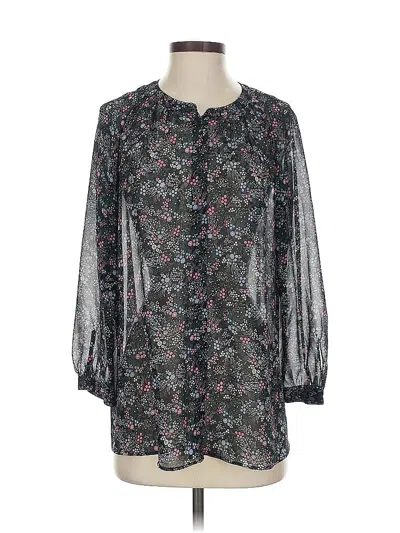Pre-owned Uniqlo Long Sleeve Blouse In Black