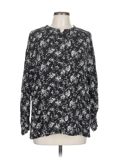 Pre-owned Uniqlo Long Sleeve Blouse In Black