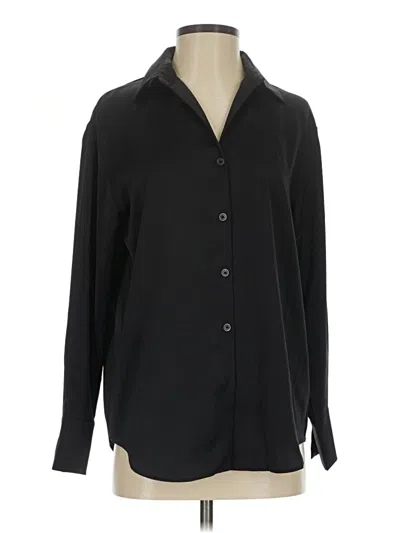 Pre-owned Uniqlo Long Sleeve Blouse In Black