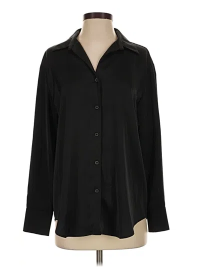 Pre-owned Uniqlo Long Sleeve Blouse In Black