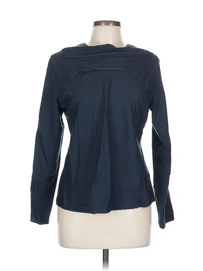 Pre-owned Uniqlo Long Sleeve Blouse In Blue