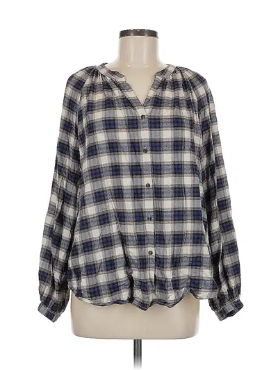 Pre-owned Uniqlo Long Sleeve Blouse In Blue