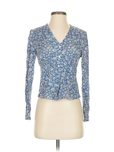 Pre-owned Uniqlo Long Sleeve Blouse In Blue