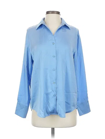 Pre-owned Uniqlo Long Sleeve Blouse In Blue