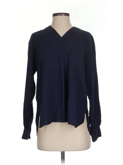 Pre-owned Uniqlo Long Sleeve Blouse In Blue