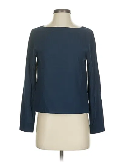Pre-owned Uniqlo Long Sleeve Blouse In Blue