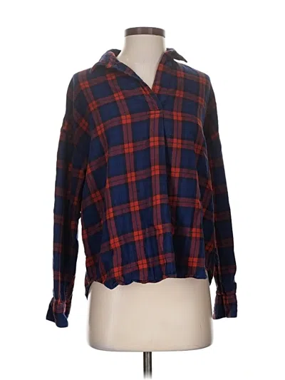 Pre-owned Uniqlo Long Sleeve Blouse In Blue
