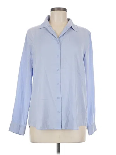Pre-owned Uniqlo Long Sleeve Blouse In Blue
