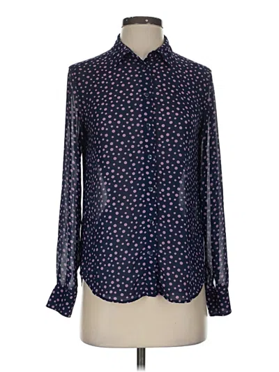 Pre-owned Uniqlo Long Sleeve Blouse In Blue