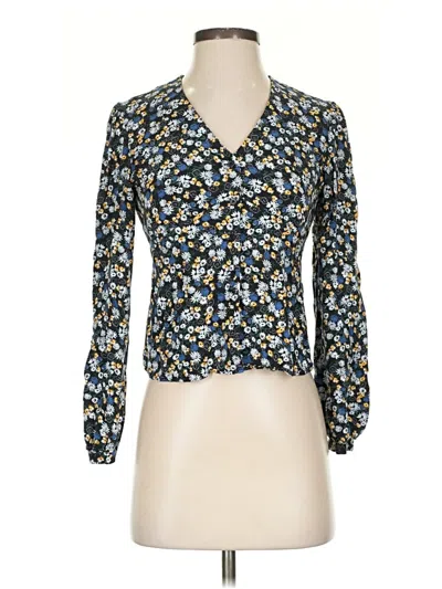 Pre-owned Uniqlo Long Sleeve Blouse In Blue
