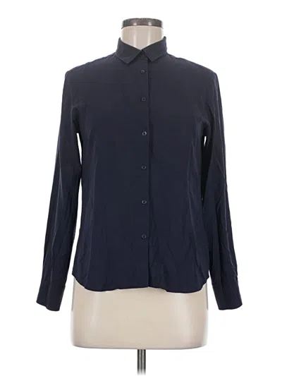 Pre-owned Uniqlo Long Sleeve Blouse In Blue