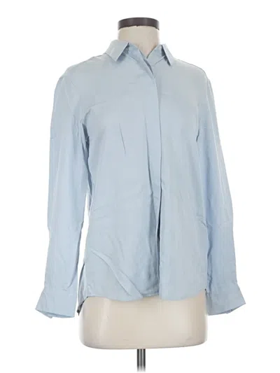 Pre-owned Uniqlo Long Sleeve Blouse In Blue
