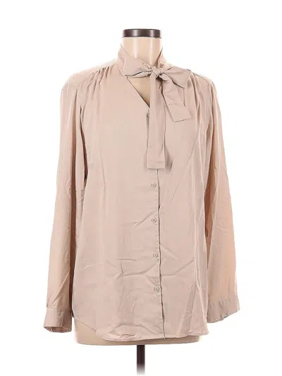 Pre-owned Uniqlo Long Sleeve Blouse In Brown