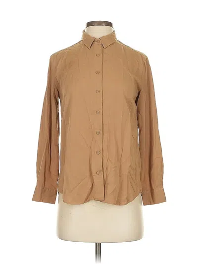 Pre-owned Uniqlo Long Sleeve Blouse In Brown