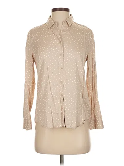 Pre-owned Uniqlo Long Sleeve Blouse In Brown
