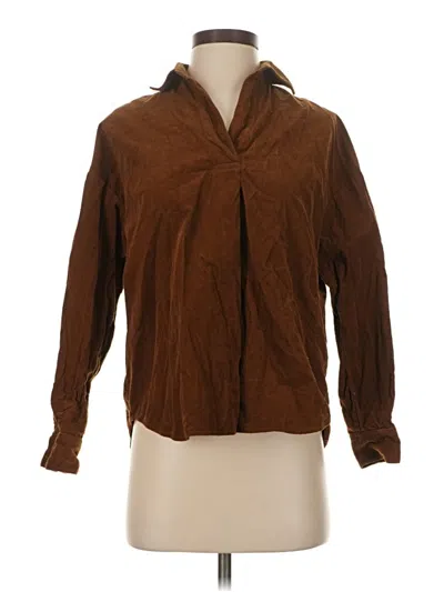 Pre-owned Uniqlo Long Sleeve Blouse In Brown
