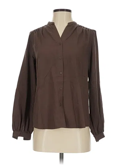 Pre-owned Uniqlo Long Sleeve Blouse In Brown