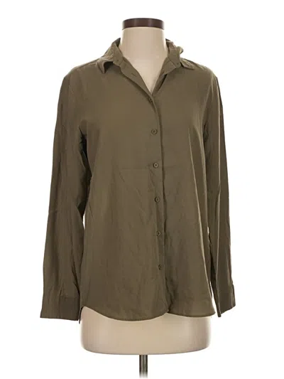 Pre-owned Uniqlo Long Sleeve Blouse In Brown