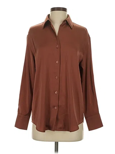 Pre-owned Uniqlo Long Sleeve Blouse In Brown