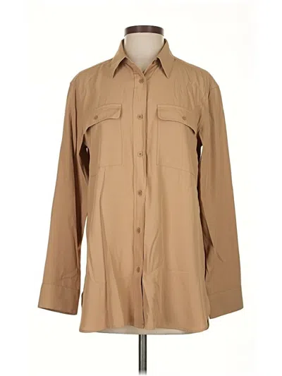 Pre-owned Uniqlo Long Sleeve Blouse In Brown