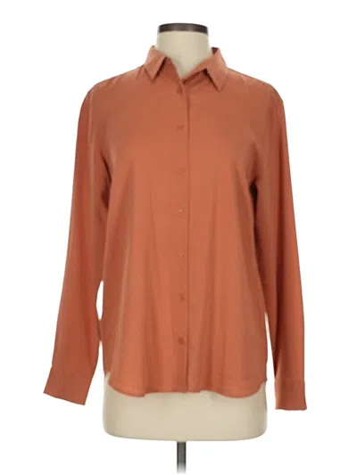 Pre-owned Uniqlo Long Sleeve Blouse In Brown