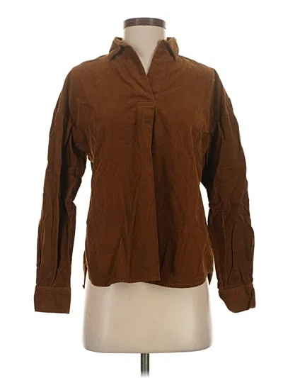 Pre-owned Uniqlo Long Sleeve Blouse In Brown