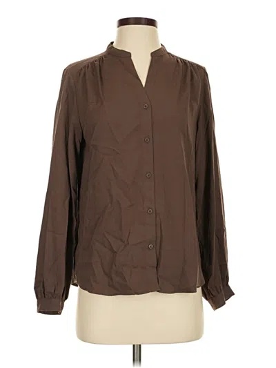 Pre-owned Uniqlo Long Sleeve Blouse In Brown