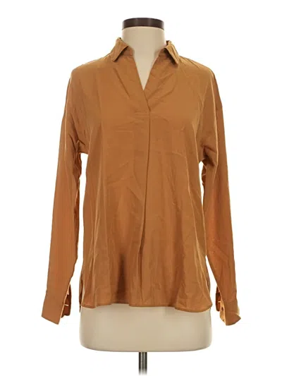 Pre-owned Uniqlo Long Sleeve Blouse In Brown