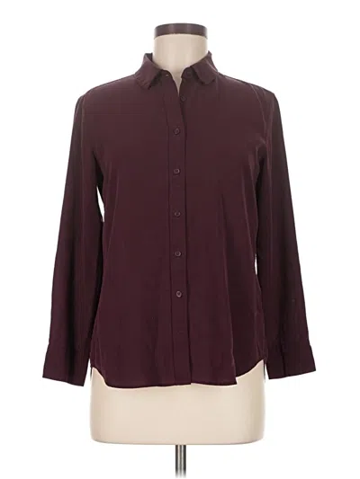 Pre-owned Uniqlo Long Sleeve Blouse In Burgundy