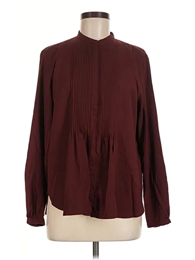Pre-owned Uniqlo Long Sleeve Blouse In Burgundy