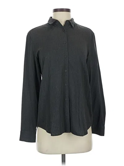 Pre-owned Uniqlo Long Sleeve Blouse In Gray