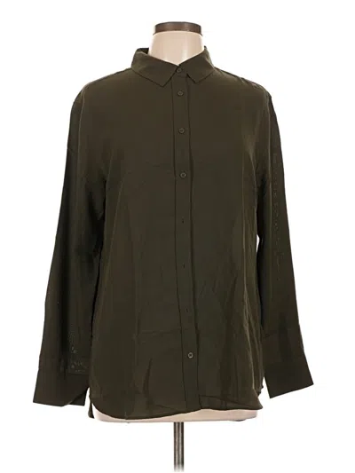 Pre-owned Uniqlo Long Sleeve Blouse In Green