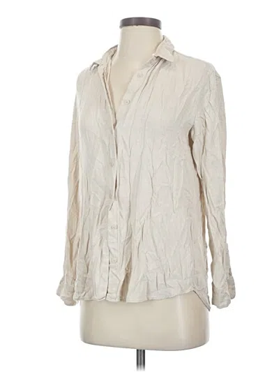 Pre-owned Uniqlo Long Sleeve Blouse In Ivory