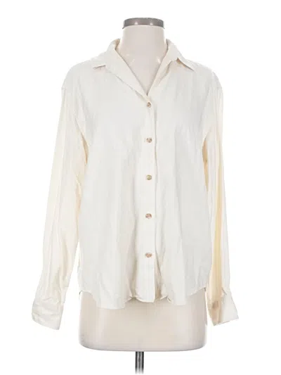 Pre-owned Uniqlo Long Sleeve Blouse In Ivory