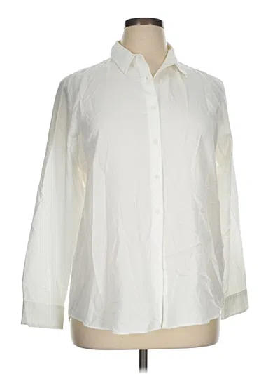 Pre-owned Uniqlo Long Sleeve Blouse In Ivory