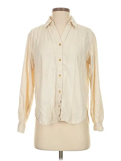 Pre-owned Uniqlo Long Sleeve Blouse In Ivory