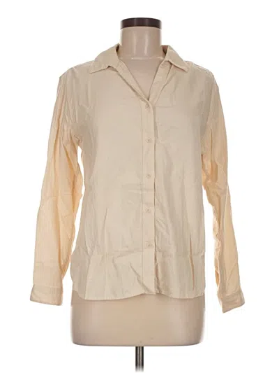 Pre-owned Uniqlo Long Sleeve Blouse In Ivory