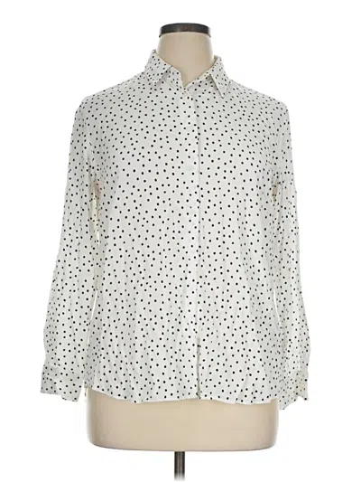 Pre-owned Uniqlo Long Sleeve Blouse In Ivory
